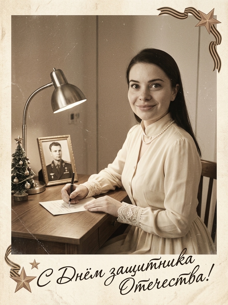 Винтажная пин-ап открытка 1950-х с девушкой, пишущей письмо