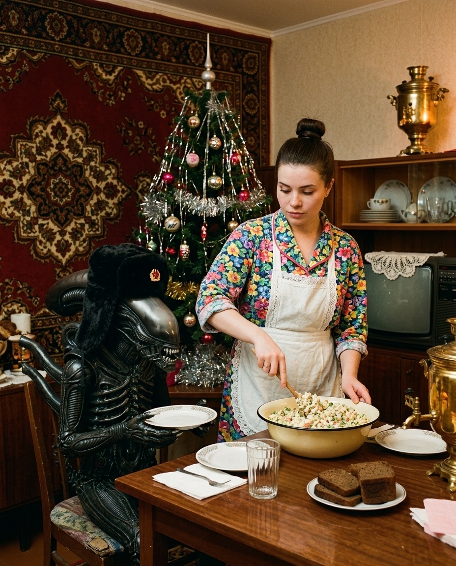 Советский Новый год с девушкой и ксеноморфом