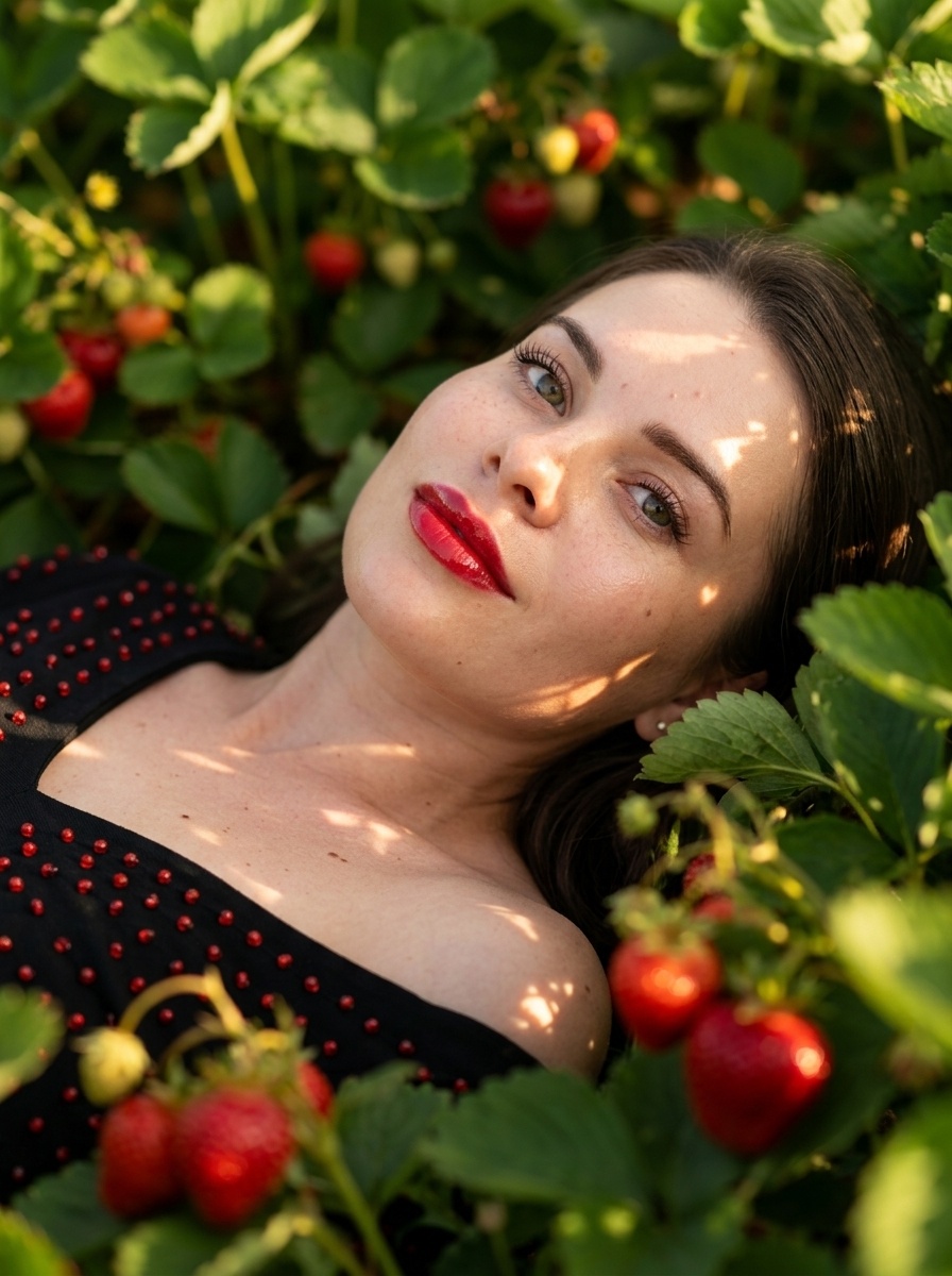 Luxury beauty портрет женщины в клубнике
