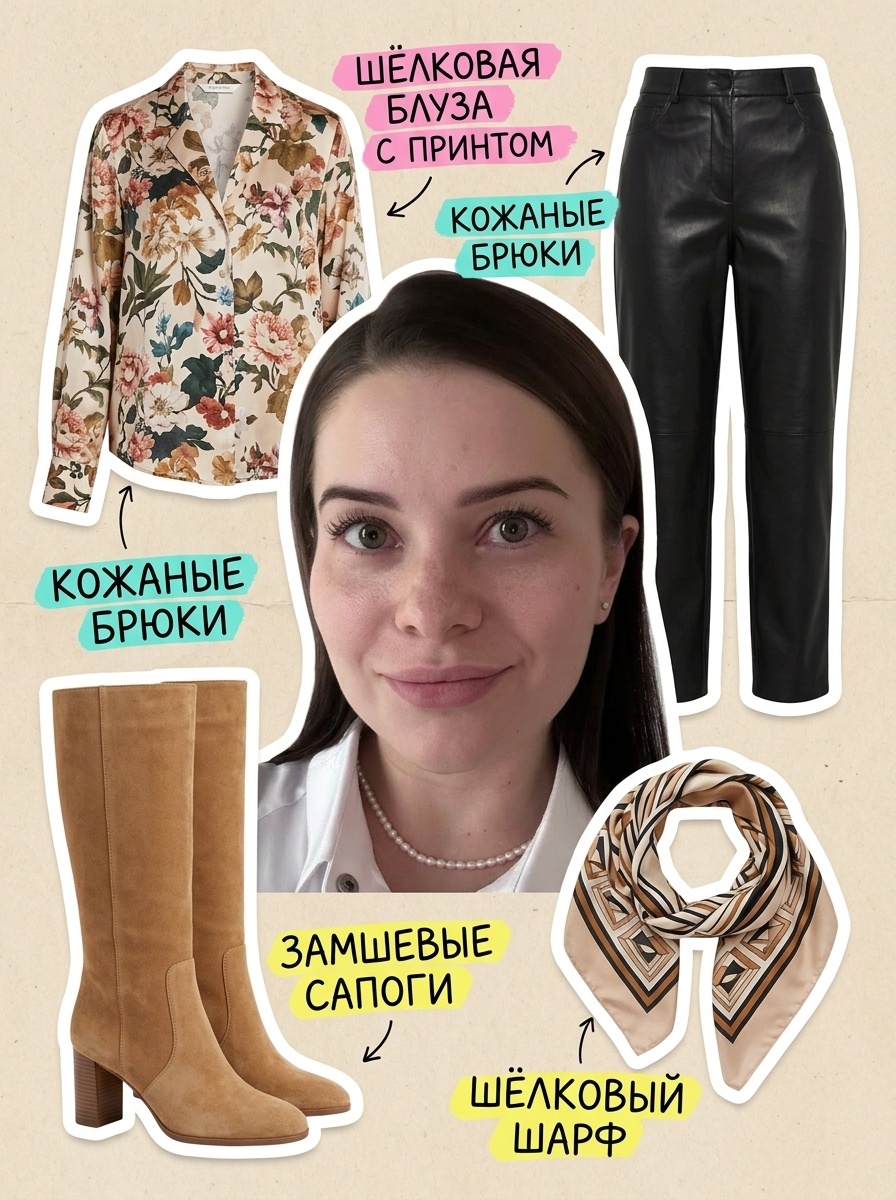 Мудборд-коллаж с портретом модели и рукописными заметками