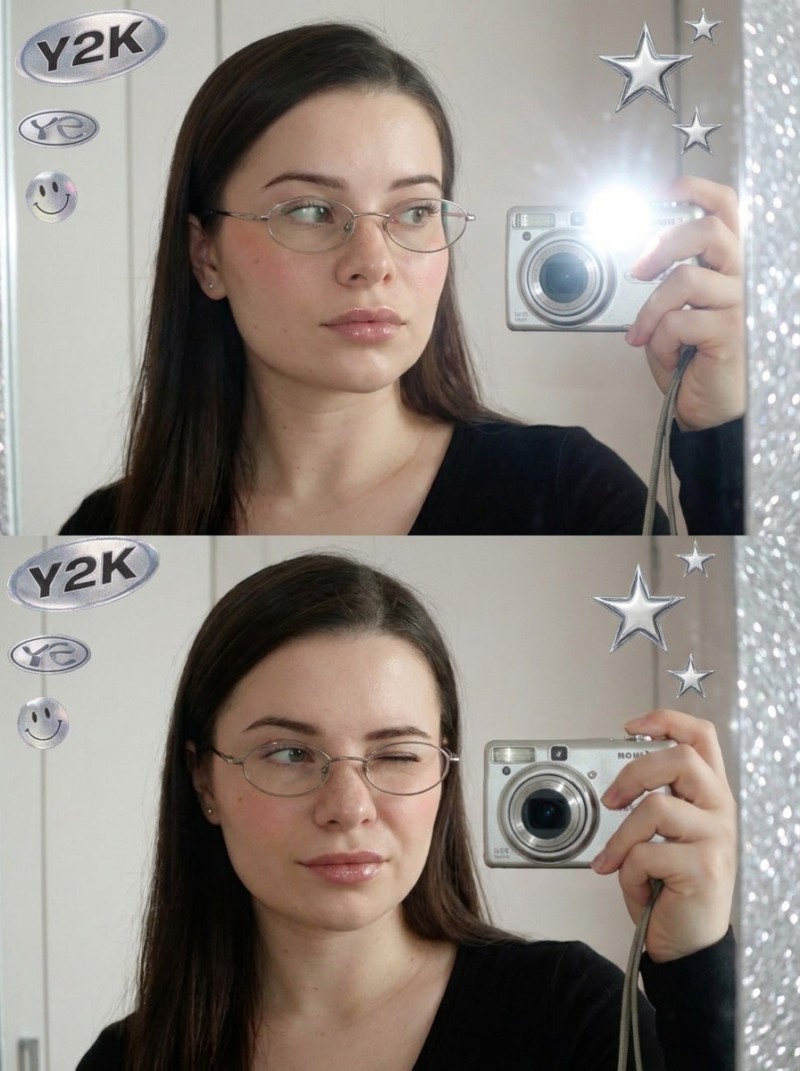 Винтажное селфи Y2K с цифровой камеры