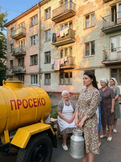 Очередь за просекко в советском дворе