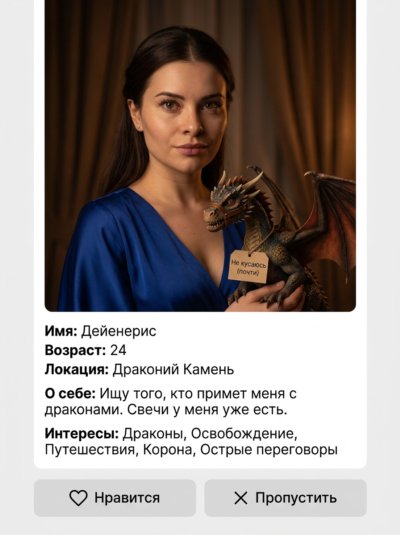Дейенерис: королева драконов в анкете знакомств