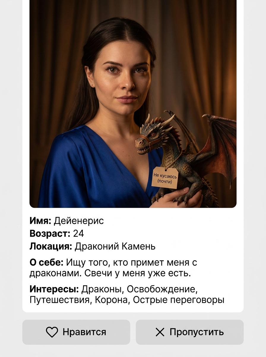 Дейенерис: королева драконов в анкете знакомств
