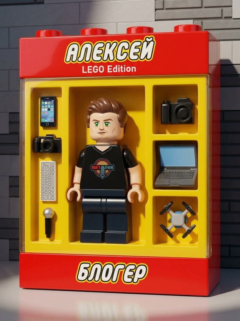 Фотореалистичный LEGO-персонаж в коллекционной коробке