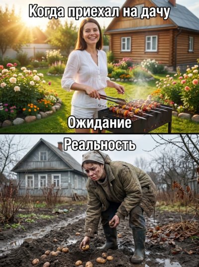 Мем про дачу: ожидания vs реальность
