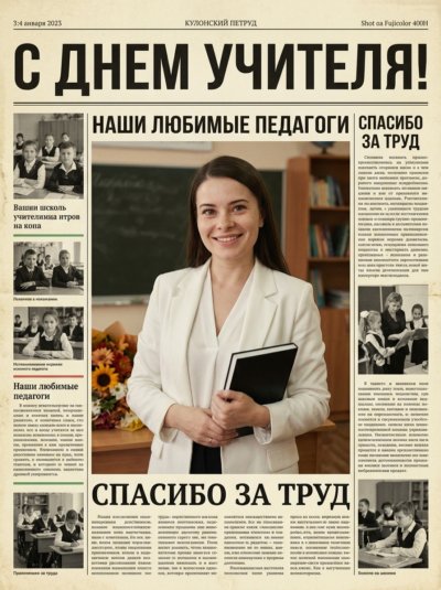 Учительница на газетной странице: стилизованный портрет