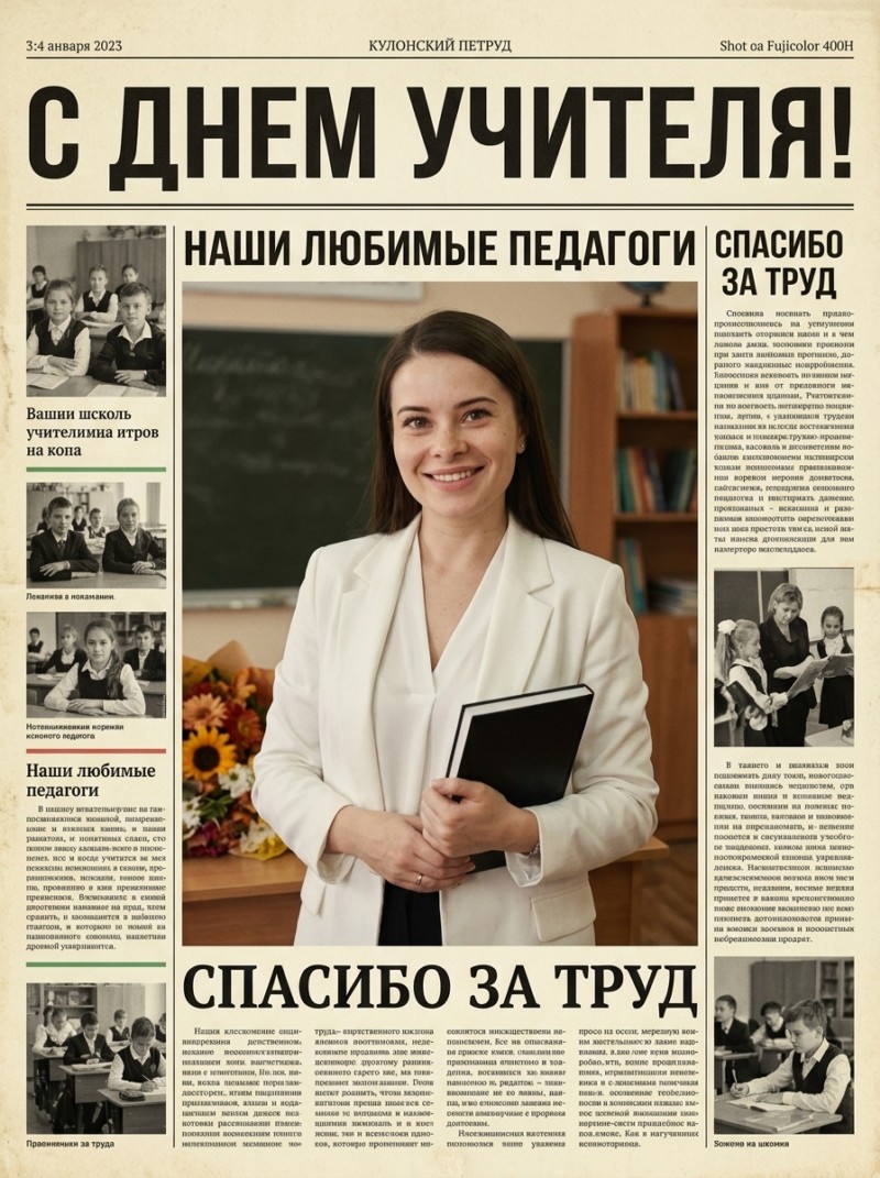 Учительница на газетной странице: стилизованный портрет