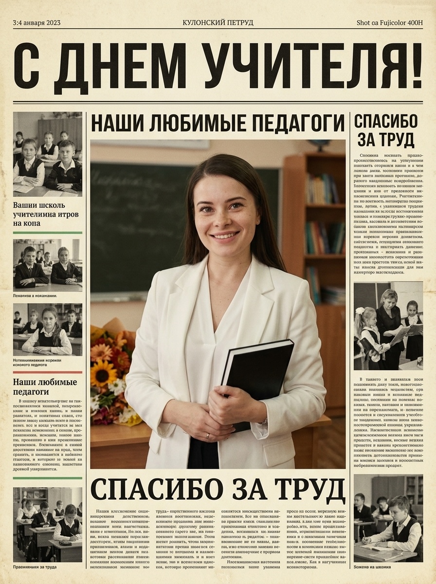 Учительница на газетной странице: стилизованный портрет