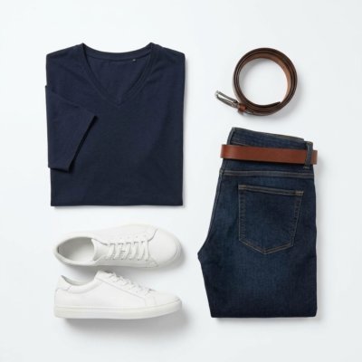 Мужской flat lay: одежда на белом фоне