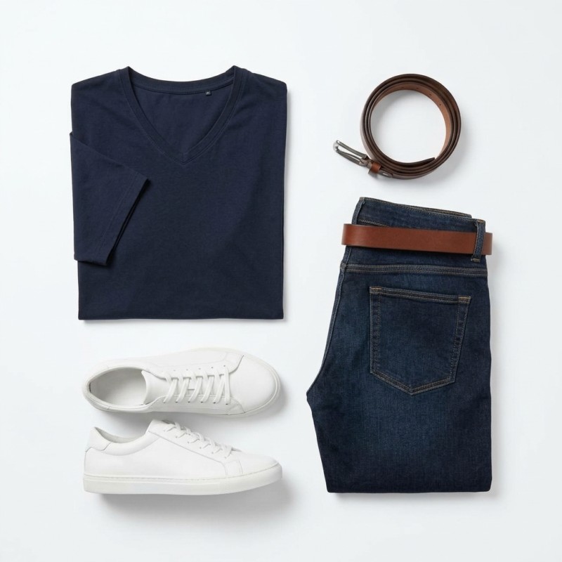 Мужской flat lay: одежда на белом фоне