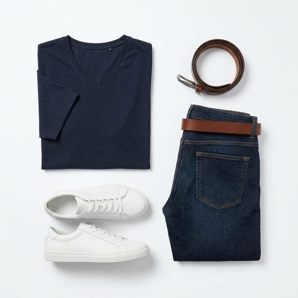 Мужской flat lay: одежда на белом фоне