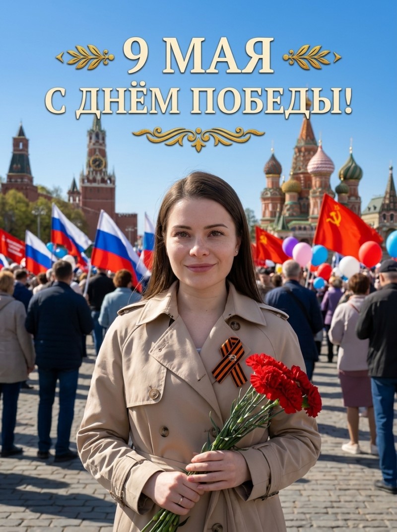 9 Мая на Красной площади: тренч и гвоздики
