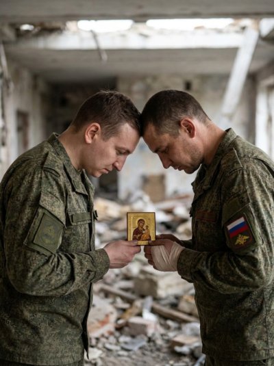 Молитвенное единство бойцов в руинах