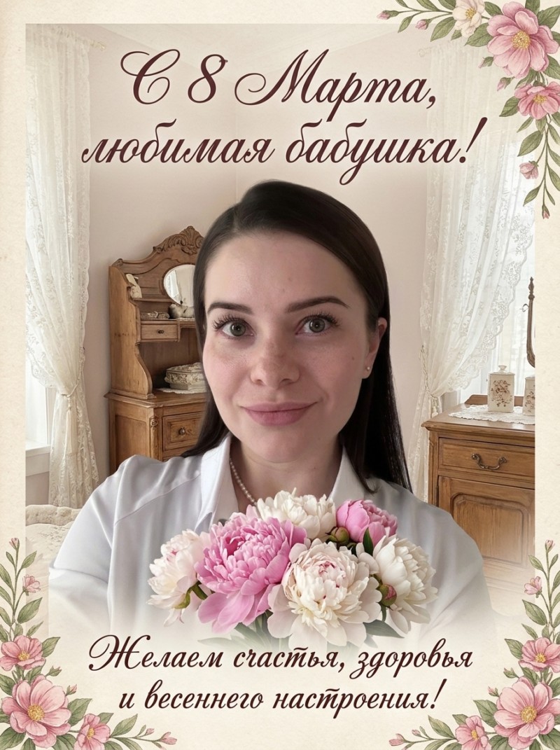 Винтажная открытка к 8 Марта для бабушки