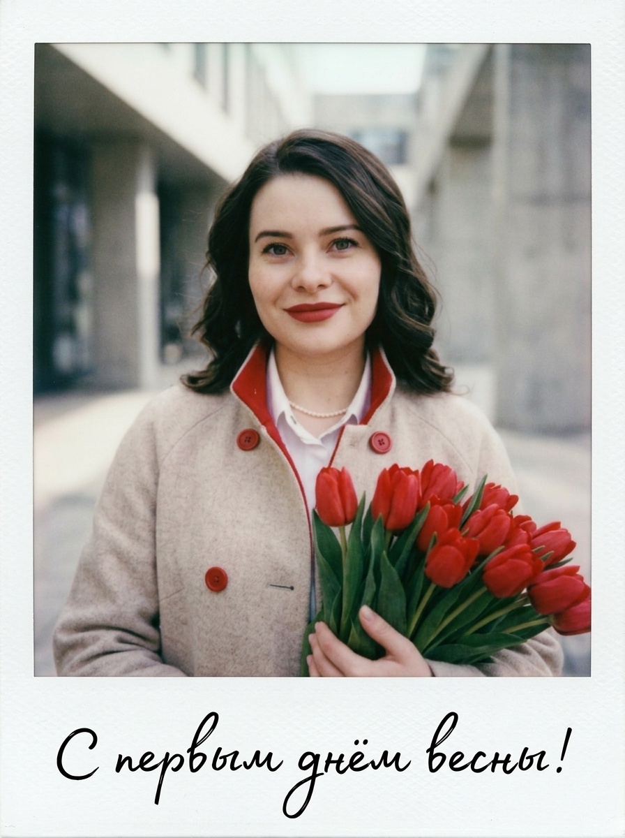 Fashion-портрет с тюльпанами в стиле Polaroid