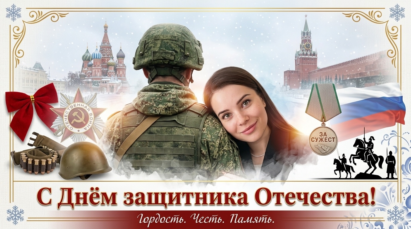 Патриотичная открытка ко Дню защитника Отечества